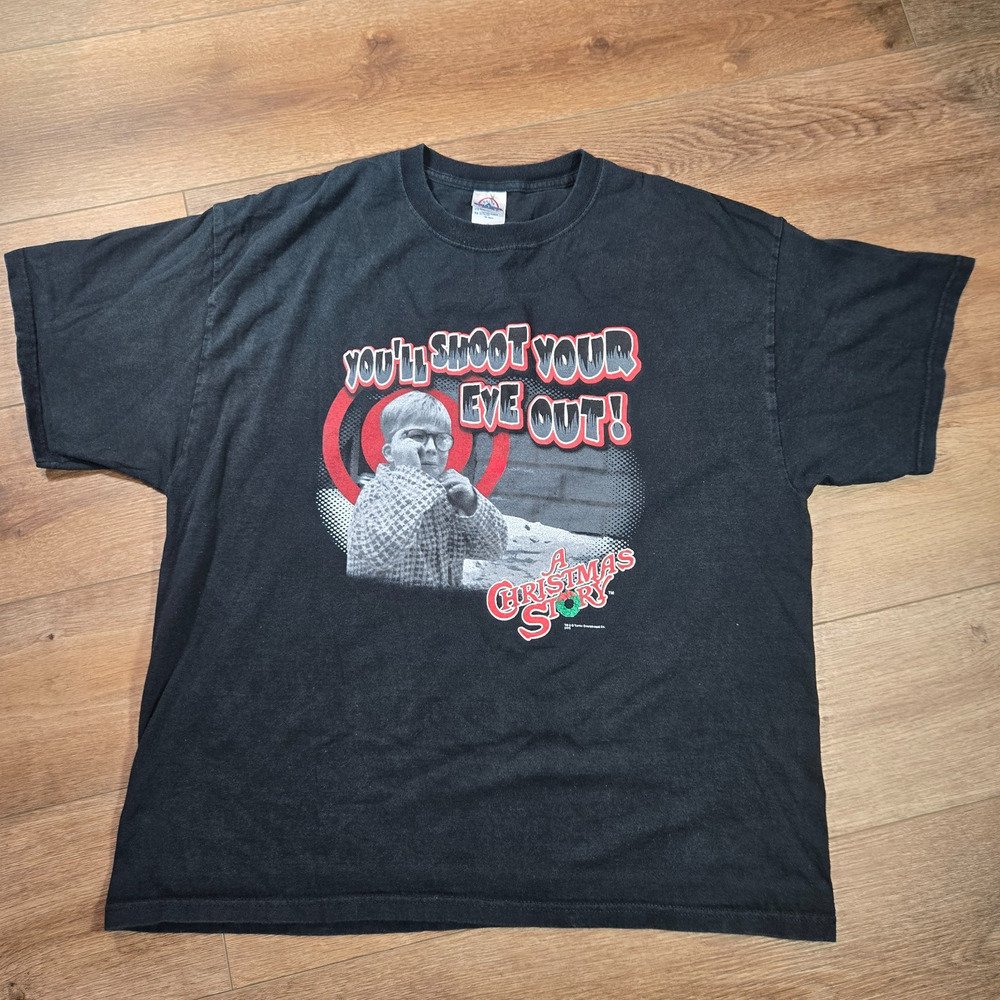 Vintage A Christmas Story T Shirt Mens XL Black Ralphie Youll Shoot Your Eye Out